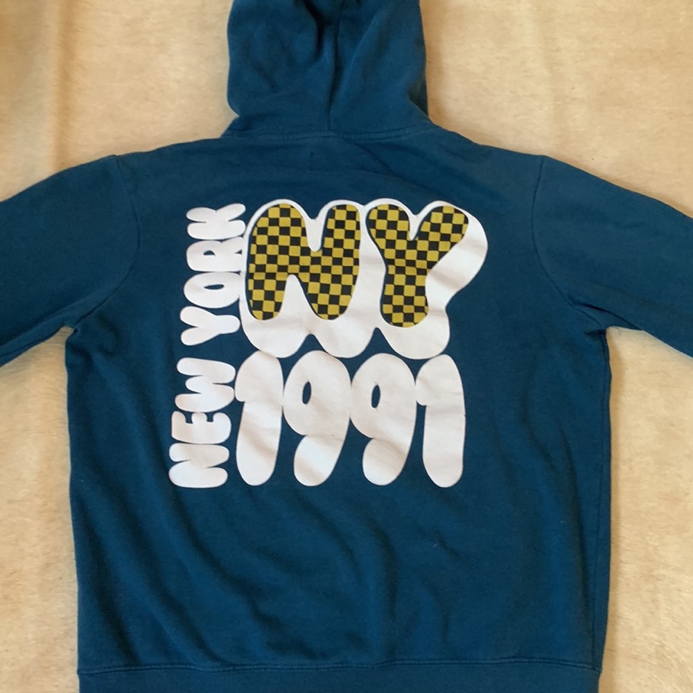 NEW YORK 1991 Pullover Sweatshirt HOODIE in Teal
